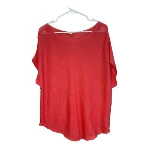 Eileen Fisher System Coral Lagen look Knit Top 100% Organic Linen